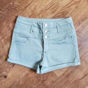 NWOT Refuge High Waisted Light Blue Shorts with Buttons